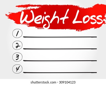 WEIGHT LOSS blank list, fitness, sport, health concept