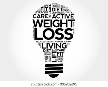 WEIGHT LOSS bulb word cloud, health concept