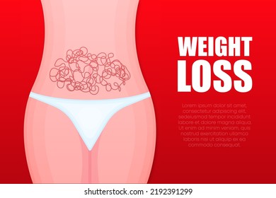 Desafío por pérdida de peso. Tema dietético. Ilustración de material vectorial.