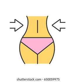 Weight loss color icon. Slim woman's waist. Isolated vector illustration