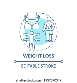 Weight loss concept icon. Clinical manifestations idea thin line illustration. Respiratory disorders and malnutrition. Lack of appetite. Vector isolated outline RGB color drawing. Editable stroke