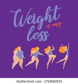 Weight loss is easy. Set of running girls, fat and thin. Before and after.