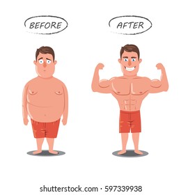 Weight Loss Fat Vs Slim Before Stock Vector (Royalty Free) 597339938