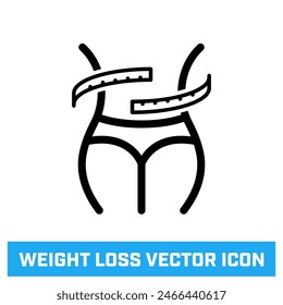 Weight loss and fitness - vector line icon.