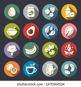 Weight loss food vector icon set