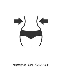 Weight loss icon in flat style. Belly vector illustration on white isolated background. Athletic waist business concept.