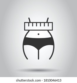 Weight loss icon in flat style. Belly vector illustration on white isolated background. Athletic waist business concept.