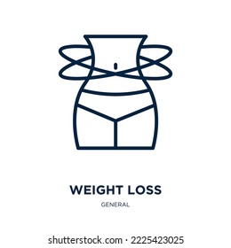 weight loss icon from general collection. Thin linear weight loss, fitness, diet outline icon isolated on white background. Line vector weight loss sign, symbol for web and mobile