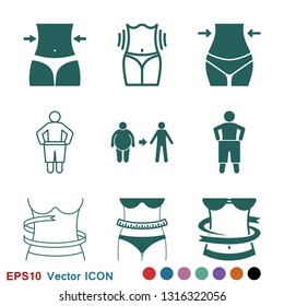 Weight loss icon logo, illustration, vector sign symbol for design