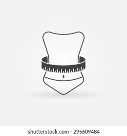 Weight loss icon or logo - vector symbol of woman with measuring tape