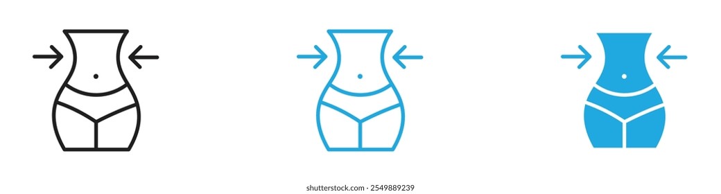 Weight loss icon Outline vector line set