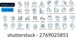 Weight loss icon set line art vector 
