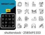 Weight loss icon set.vector.Editable stroke.linear style sign for use web design,logo.Symbol illustration.