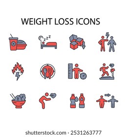 Weight loss icon set.vector.Editable stroke.linear style sign for use web design,logo.Symbol illustration.