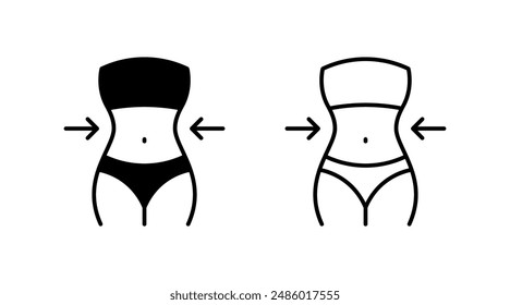 Weight loss icon.  Slim lady icon isolated on white background.