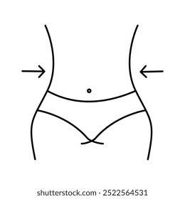 Ícone de perda de peso, sinal de figura de mulher magra.

