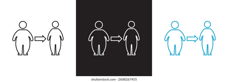 Weight Loss icon. Vector for websites, mobile interfaces, presentations, banner, visual branding etc. Vector illustration. isolated on white and black background. EPS 10