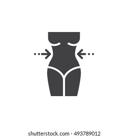 weight loss icon vector, woman's waist solid flat sign, pictogram isolated on white, logo illustration