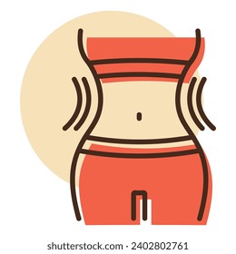 Weight loss icon with woman's waist. Slim female body sign. Graph symbol for fitness and weight loss web site and apps design, logo, app, UI