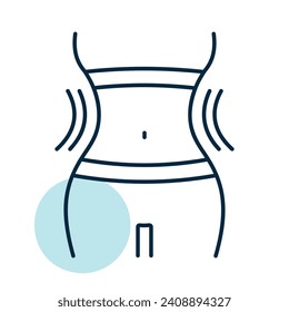 Weight loss icon with woman's waist. Slim female body sign. Graph symbol for fitness and weight loss web site and apps design, logo, app, UI