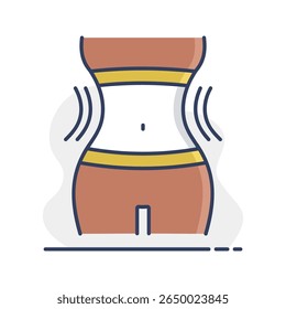 Weight loss icon with woman's waist. Slim female body sign. Graph symbol for fitness and weight loss web site and apps design, logo, app, UI