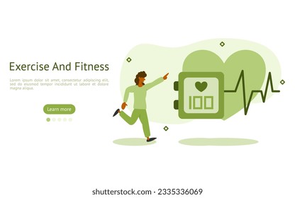 weight loss illustration set. characters lost weight through cardio. own body care concept. vector illustration.