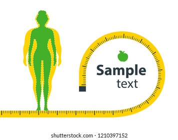 Weight loss. The influence of diet on the weight of the person. Young woman before and after diet and fitness. Weight loss concept. Fat and thin woman. Blank space for your content, template.