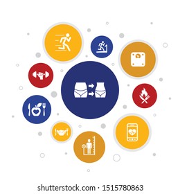 weight loss Infographic 10 steps bubble design.body scale, healthy food, gym, diet icons