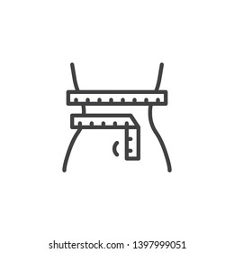 Weight loss line icon. Diet control linear style sign for mobile concept and web design. Women's waist with measuring tape outline vector icon. Symbol, logo illustration. Pixel perfect vector graphics