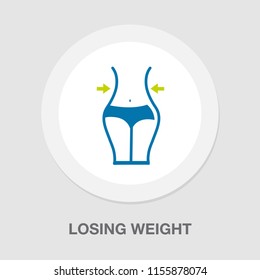Weight loss line icon, fitness and sport, slim body with measuring tape sign vector graphics, healthy diet eps 10