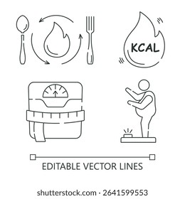 Weight loss line icon. Weight loss icon set for creating impactful visuals. Perfect for health blogs, fitness websites, diet plans, and wellness projects.