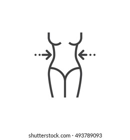 weight loss line icon, woman's waist outline vector sign, linear pictogram isolated on white. logo illustration