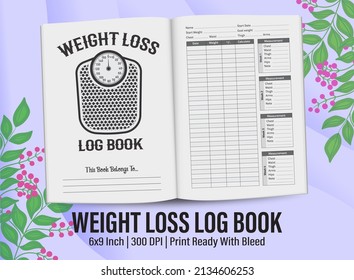 Weight Loss Logbook for KDP interior. Weight Loss Logbook planner template design for KDP Interior.