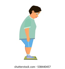 Weight loss. Man before and after diet vector illustration.