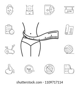 Weight Loss with measuring tape icon. Simple element illustration. Weight Loss with measuring tape symbol design from Gym and Health collection set. Can be used for web and mobile on white background