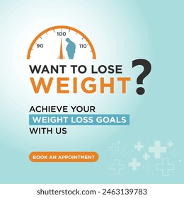 Weight Loss, Obesity Clinic Advertisement Design Template Vector