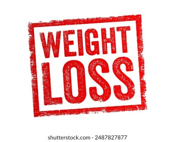 Weight Loss - the reduction in body weight, typically as a result of losing fat, muscle, or water , text concept stamp