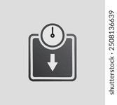 Weight loss scale icon. Simple vector illustration of a weight scale with an arrow pointing down, symbolizing weight loss.