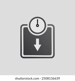 Weight loss scale icon. Simple vector illustration of a weight scale with an arrow pointing down, symbolizing weight loss.