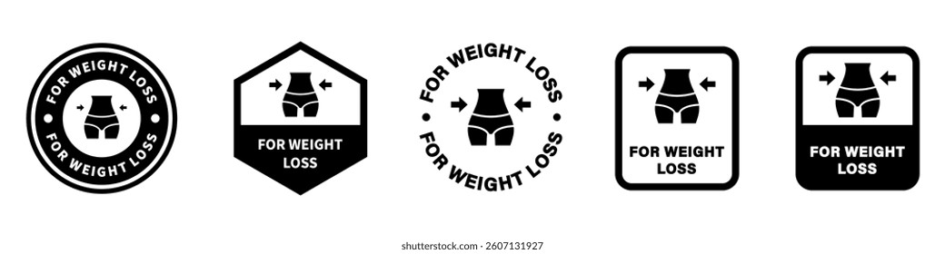 For Weight Loss - signs for vitamin or supplement labeling. Vector isolated on white.