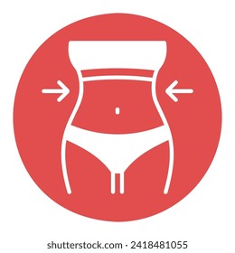 Weight loss solid icon with woman's waist. Slim female body sign. Graph symbol for fitness and weight loss web site and apps design, logo, app, UI