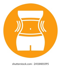 Weight loss solid icon with woman's waist. Slim female body sign. Graph symbol for fitness and weight loss web site and apps design, logo, app, UI