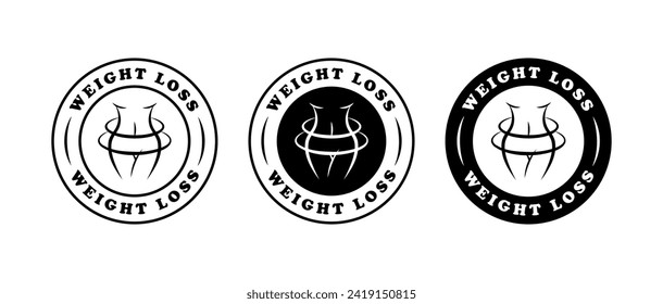 Weight loss stamps. Linear style. Vector icons