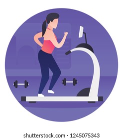 Weight loss with treadmill, illustration vector