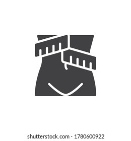 Gewichtungsverlust, Vektorsymbol. volles Flachzeichen für mobiles Konzept und Webdesign. Leichter Körper und Mess-Klebebänder Symbol. Symbol, Logo-Abbildung. Vektorgrafik