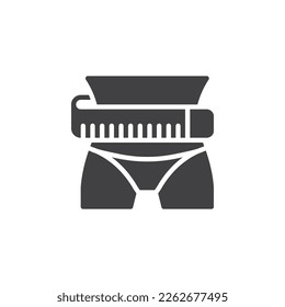 Weight loss vector icon. filled flat sign for mobile concept and web design. Waist and measuring tape glyph icon. Symbol, logo illustration. Vector graphics