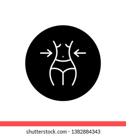 Weight loss vector icon, waist symbol. Simple, flat design for web or mobile app