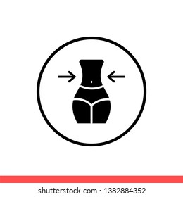 Weight loss vector icon, waist symbol. Simple, flat design for web or mobile app