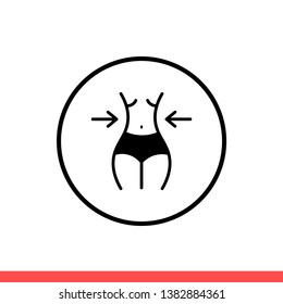 Weight loss vector icon, waist symbol. Simple, flat design for web or mobile app