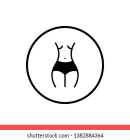 Weight loss vector icon, waist symbol. Simple, flat design for web or mobile app